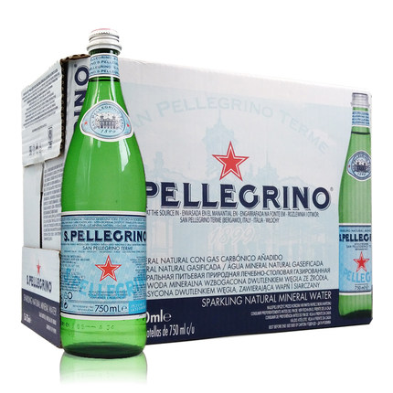 意大利sanpellegrino圣培露矿泉水750ml*12瓶大瓶进口气泡水饮料_7折