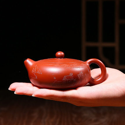 宜兴紫砂壶特价纯全手工名家 原矿大红袍荷塘月色 茶壶促销包邮_7折
