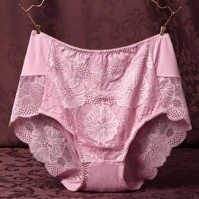 加肥加大码女人性感蕾丝透明高腰三角内裤少女胖mm200斤春夏超薄