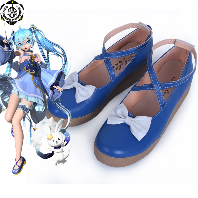 vocaloid2017雪初音miku星与雪的公主cosplay鞋定制
