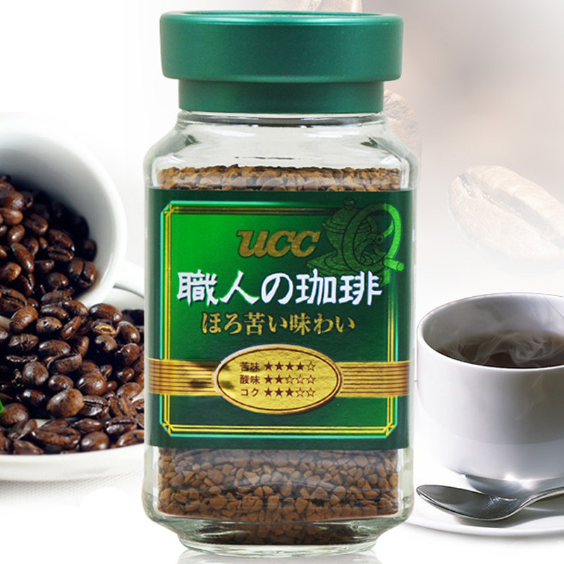 日本原装进口ucc 职人即溶咖啡绿瓶90g 速溶咖啡 深受ol一族喜爱