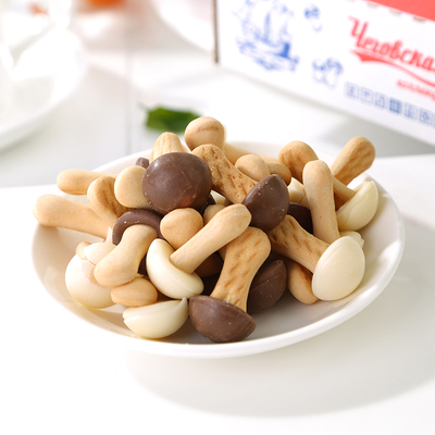 蘑菇力饼干 俄罗斯进口蘑菇力儿童饼干 巧克力蘑古力饼干300克/盒