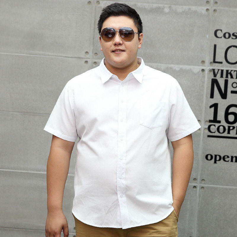 夏季特大码男装衬衣加肥加大码胖人肥佬长袖衬衫超肥超大号男上衣