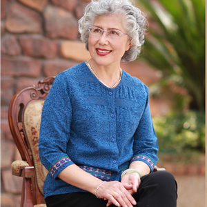 60岁老年人女装春装长袖衬衫老人衣服女奶奶装夏装七分袖圆领t恤