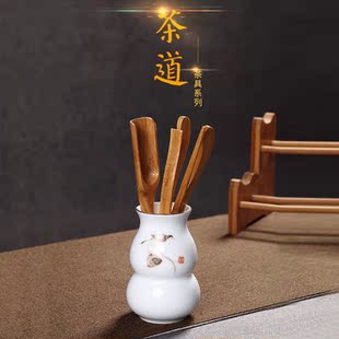 君子 茶道六君子套装 陶瓷六君子 黑檀木茶具配件茶艺零配实木茶夹