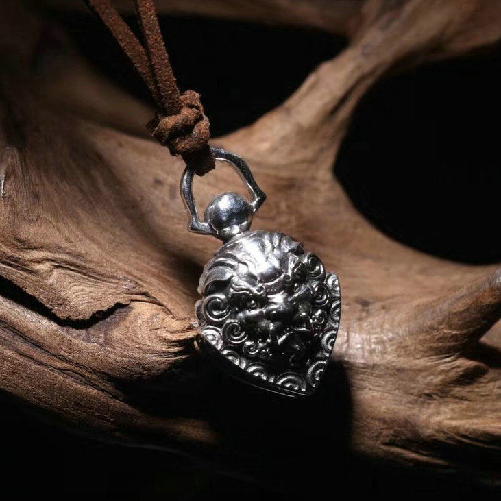 samtao项链吊坠 挂坠 s925纯银 地藏王菩萨坐骑 谛听驱魔铃 铃铛