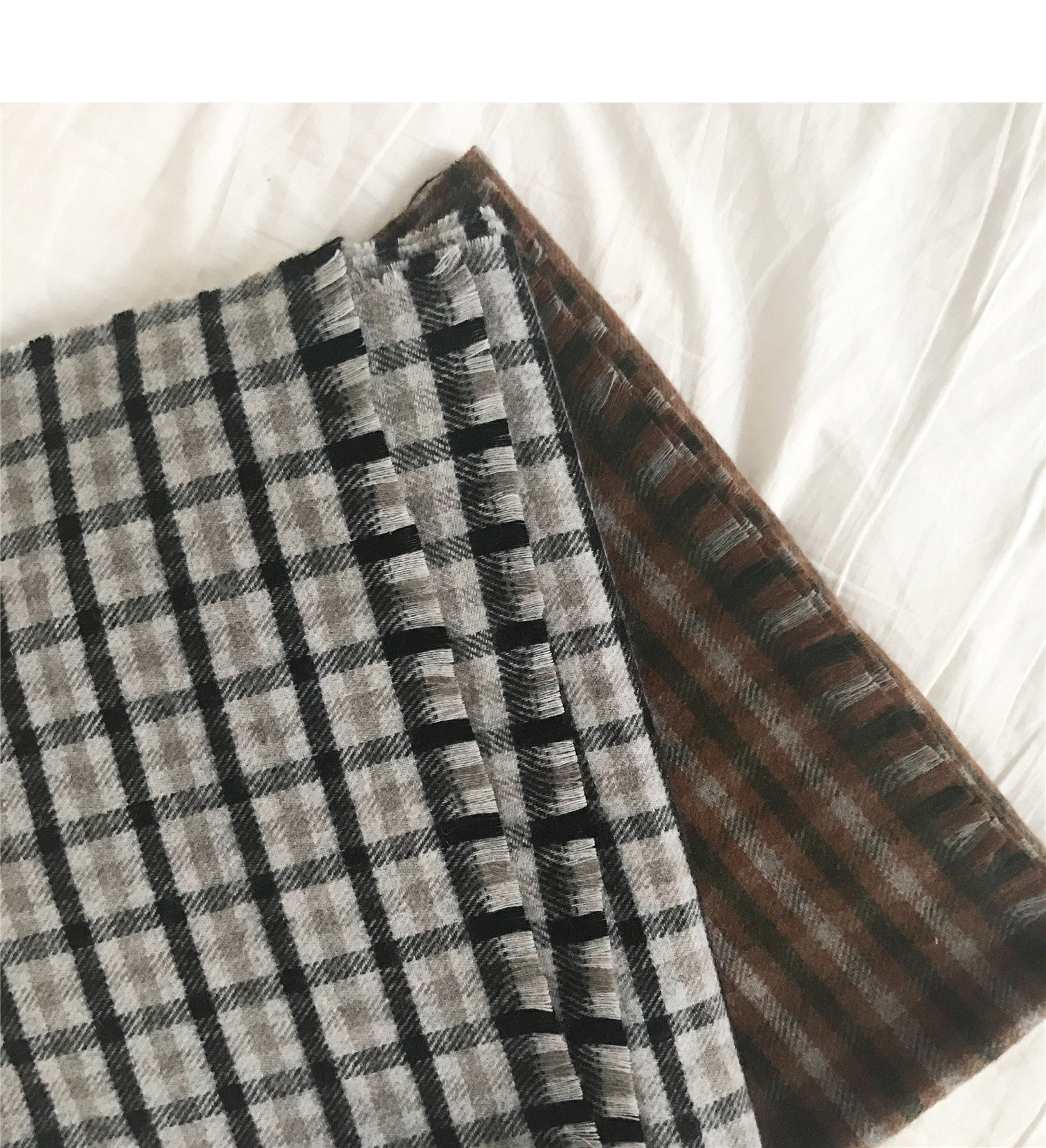 jane 复古怀旧撞色羊毛格纹围巾 情侣围巾