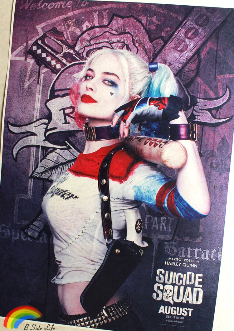 电影海报 自杀小队 小丑女 牛皮纸海报 酒吧咖啡馆宿舍装饰挂画