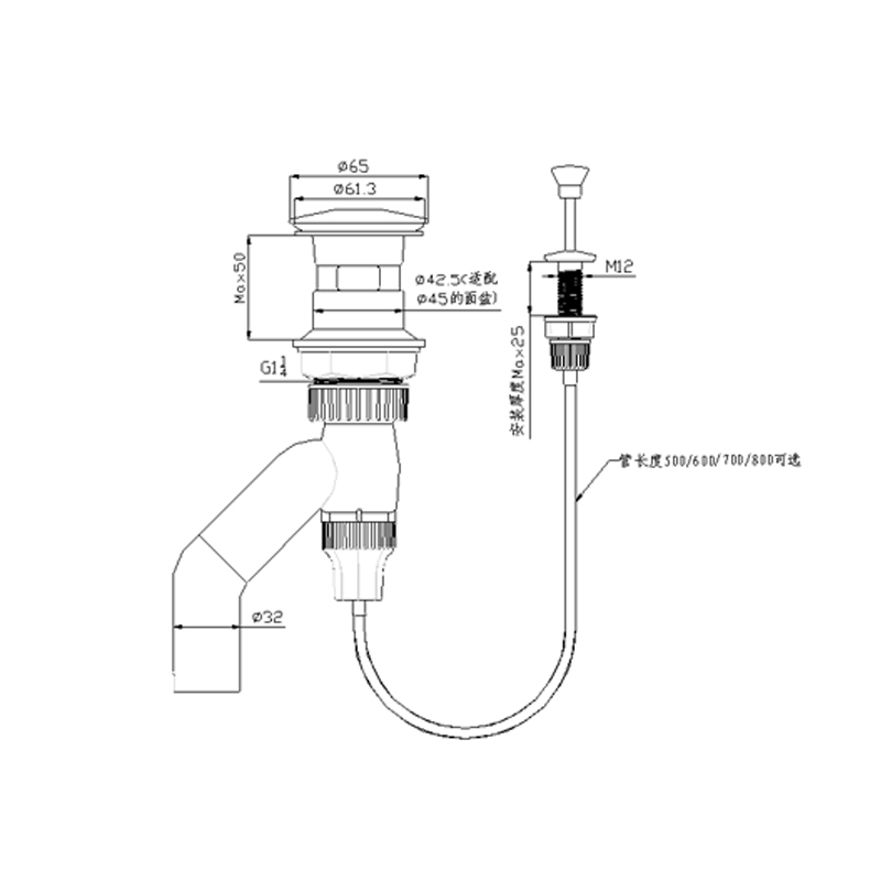 jomoo九牧线控式按压下水器 提拉下水器 卫浴配件92128