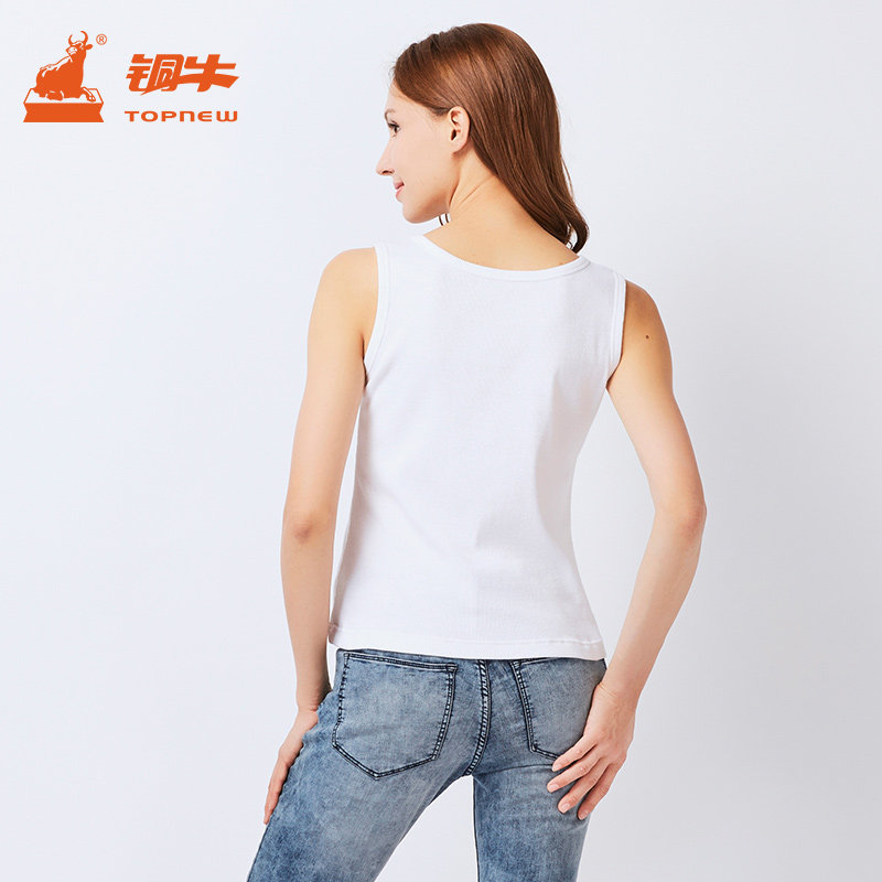 铜牛女士内衣2017春夏新款双罗纹弹力女背心纯棉打底衫纯色vb029