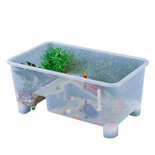 龟箱龟池金鱼缸龟盆爬宠箱创意水族箱龟池带晒台生态别墅箱乌龟缸