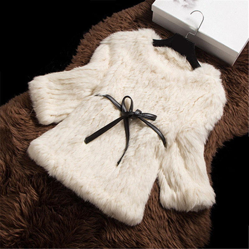 真兔毛手工编织衫套头皮草外套春秋款女上装 圆领七分袖清仓特价