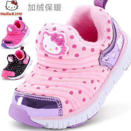凯蒂猫童鞋公主女童毛毛虫运动鞋秋冬中小童加绒透气中大童学生鞋_4