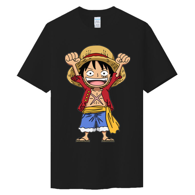 卡通动漫海贼王男士短袖路飞t恤夏装青少年半袖索隆衣服学生体恤