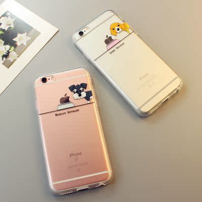 情侣可爱狗狗iphone6s手机壳透明清新苹果6plus保护套全包5s软壳