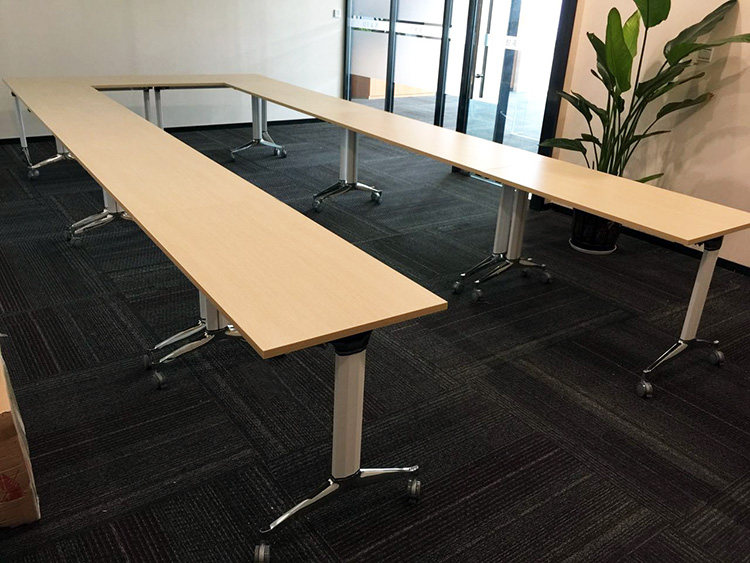 时尚折叠移动带轮子会议桌培训桌多功能会议台组合会客桌办公桌