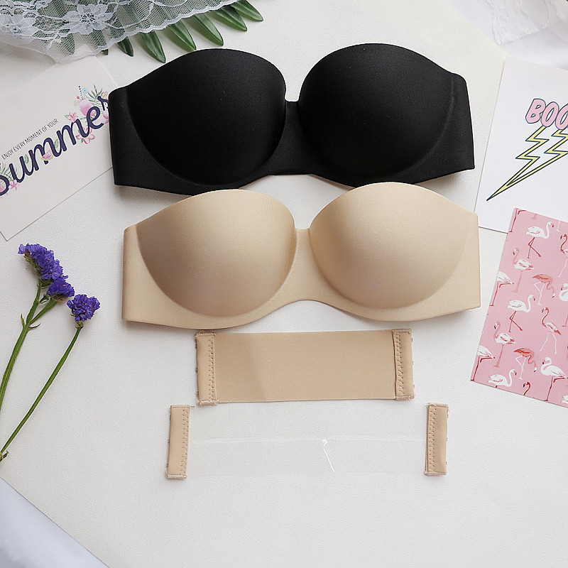 无肩带婚纱礼服隐形聚拢文胸露背透明背带无痕半杯抹胸内衣胸罩女