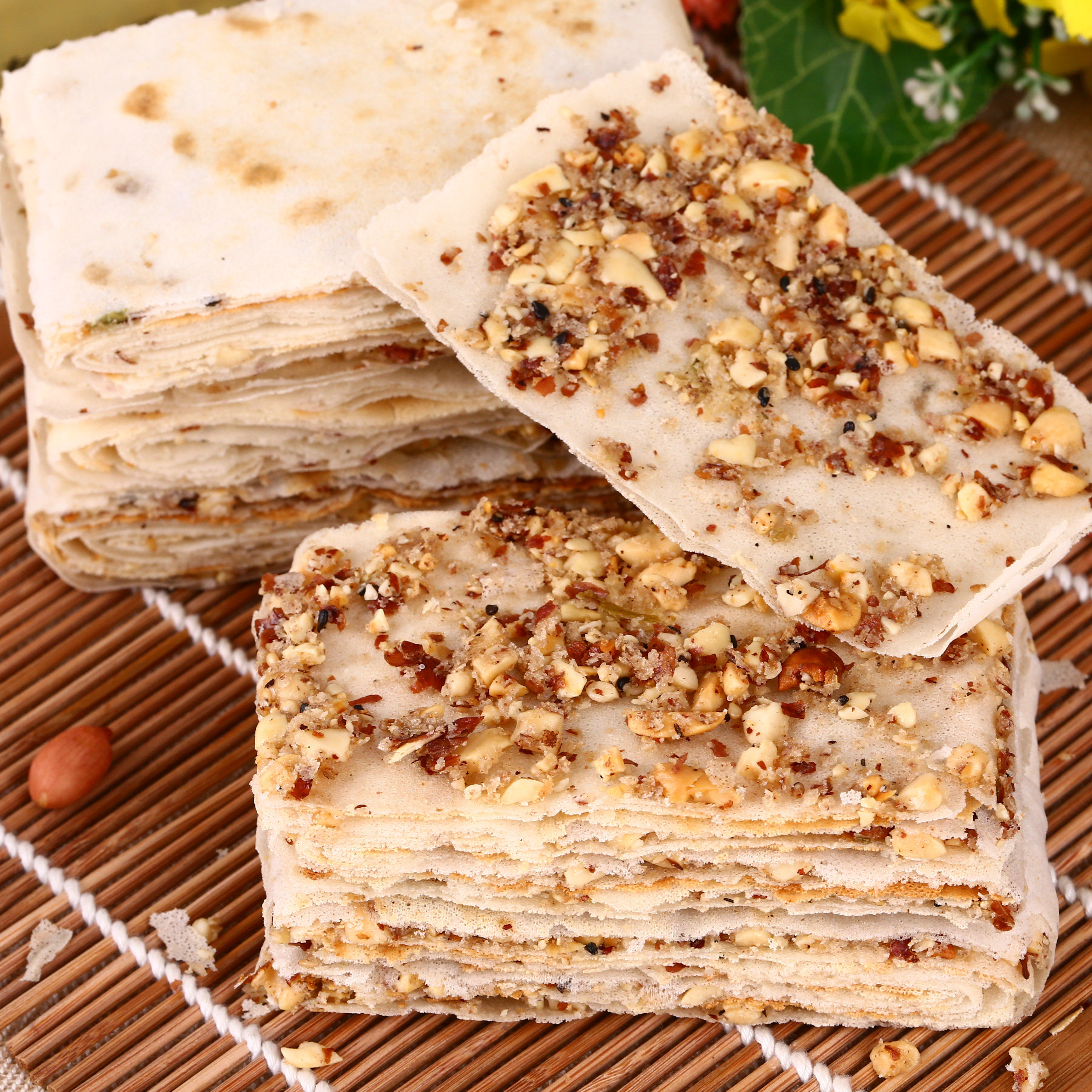 山东卢家手工香酥煎饼四种口味麻辣脆煎饼花生芝麻夹心煎饼包邮