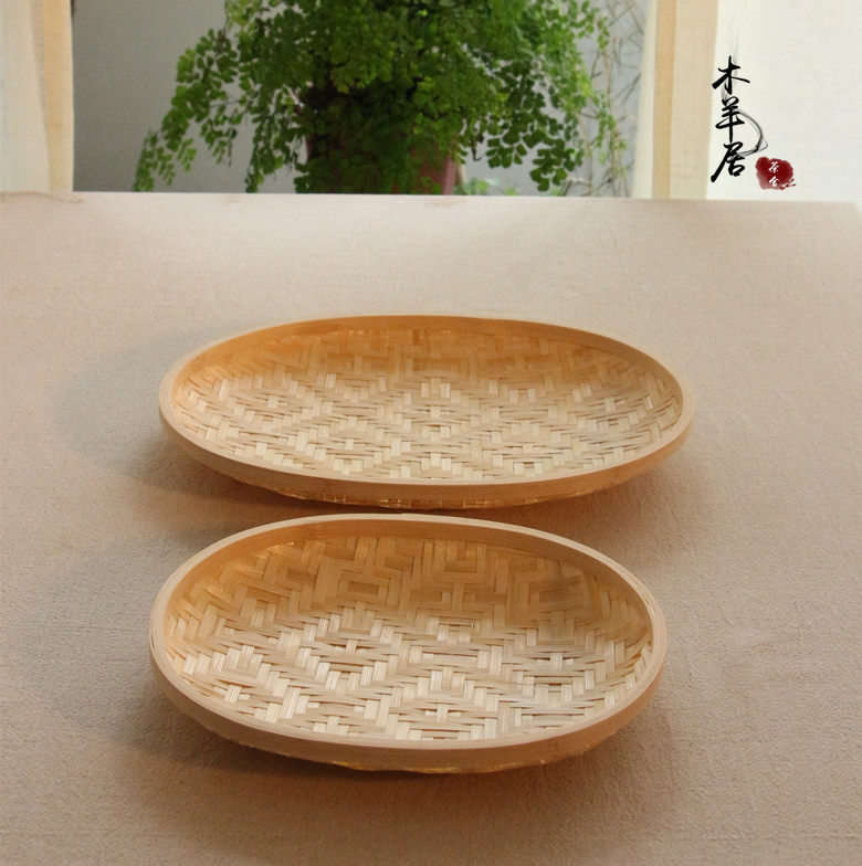 果盘 竹编 竹筛子 水果篮 熟食盘子 簸箕 竹笼 竹果碟 竹编饺子盘