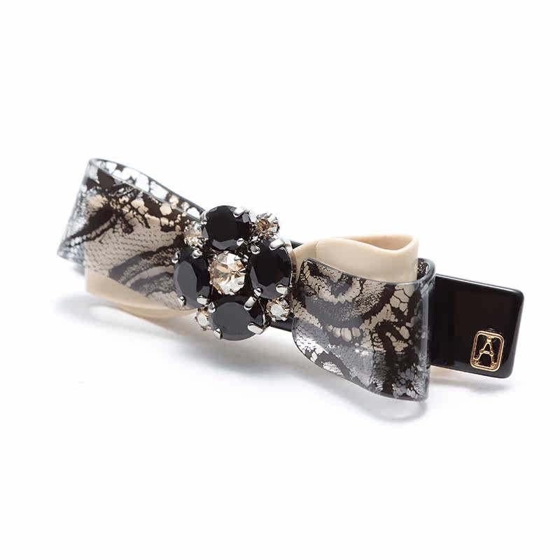 法国alexandre de paris蜜语系列蕾丝蝴蝶结6公分发夹