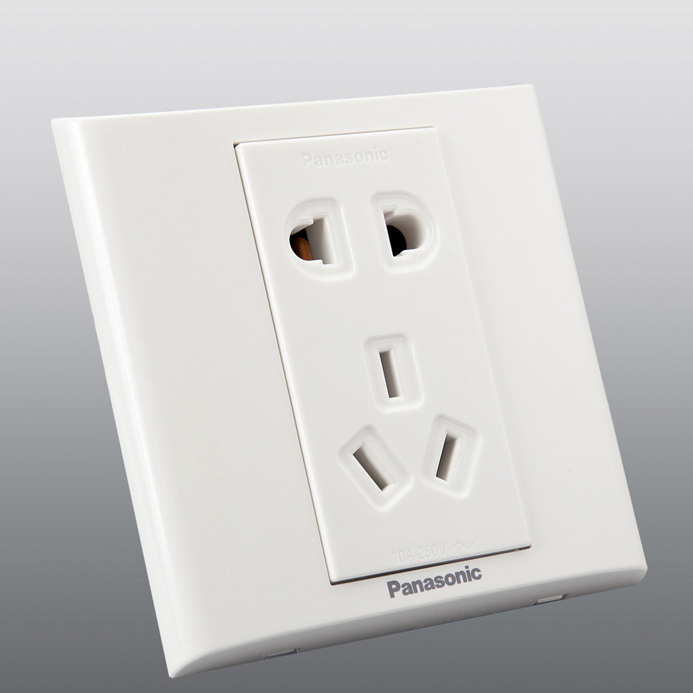 松下插座开关面板松下亮彩86型墙壁二三插孔10a五孔插座 wfh121