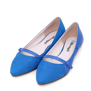 足之恋时尚女鞋2015新款尖头平底超细纤维平跟浅口休闲软面