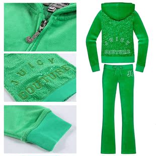 张柏芝同款juicy couture美国代购天鹅绒运动休闲套装 修身女装