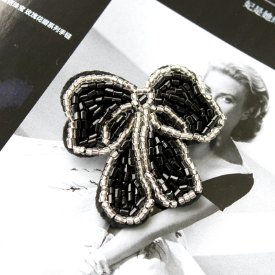 黑色 金色 蝴蝶结小胸针 反面有锈 特价处理手工钉珠 胸花 胸针
