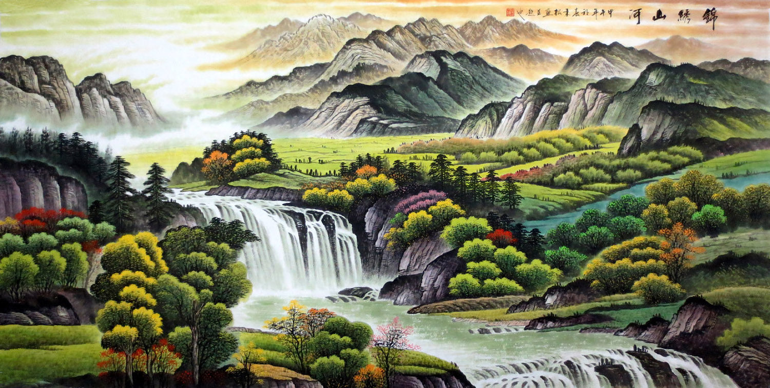 国画行画,行画,行画山水画图片_大山谷图库