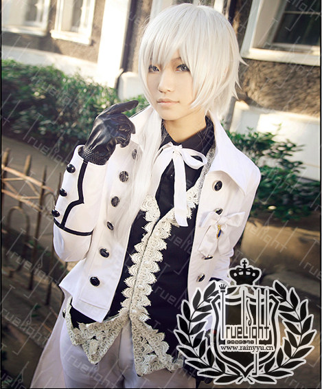 白夜の城原版cosplay黑执事查尔斯格雷燕尾西装白色伯爵礼服定做