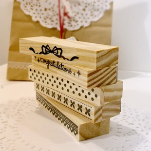 纸回忆diy相册手工必备配件材料工具创意可爱木质卡通小长条印章