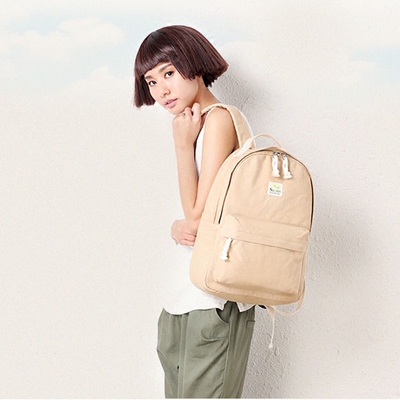 帆布双肩包女韩版休闲小清新笔记本电脑旅行纯色文艺男背学生书包