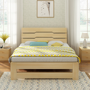 实木床1.5米单人床1.2松木双人床2米加宽床1.8m简约现代成人大床