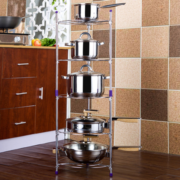 304不锈钢5层厨房置物架 多层火锅架收纳架 多功能落地锅架包邮