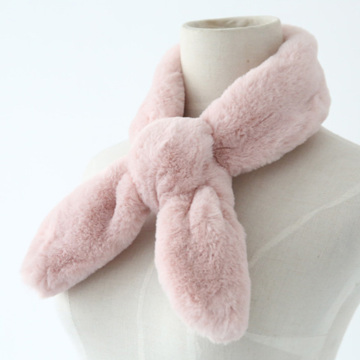 [卖家促销] 听文 仿兔绒围巾冬季超柔软不掉毛小兔耳朵保暖围巾 围脖