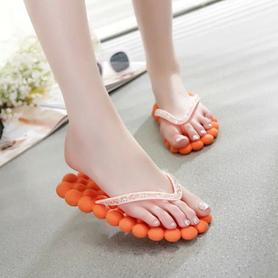 夏季脚底按摩人字拖泡泡鞋防水防滑女凉鞋柔软舒适居家可爱沙滩鞋