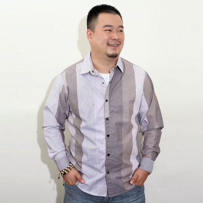 大码衬衫男长袖 加肥加大特大码男装衬衣 男士休闲胖子 胖人衬衫