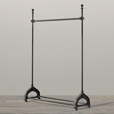 铁艺服装店衣架展示架男女装店落地式带轮挂衣架复古货架陈列架子