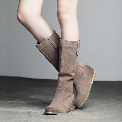 [新年穿新鞋] 2015新款韩版冬季高筒靴女内增高平底长靴子女平跟磨砂