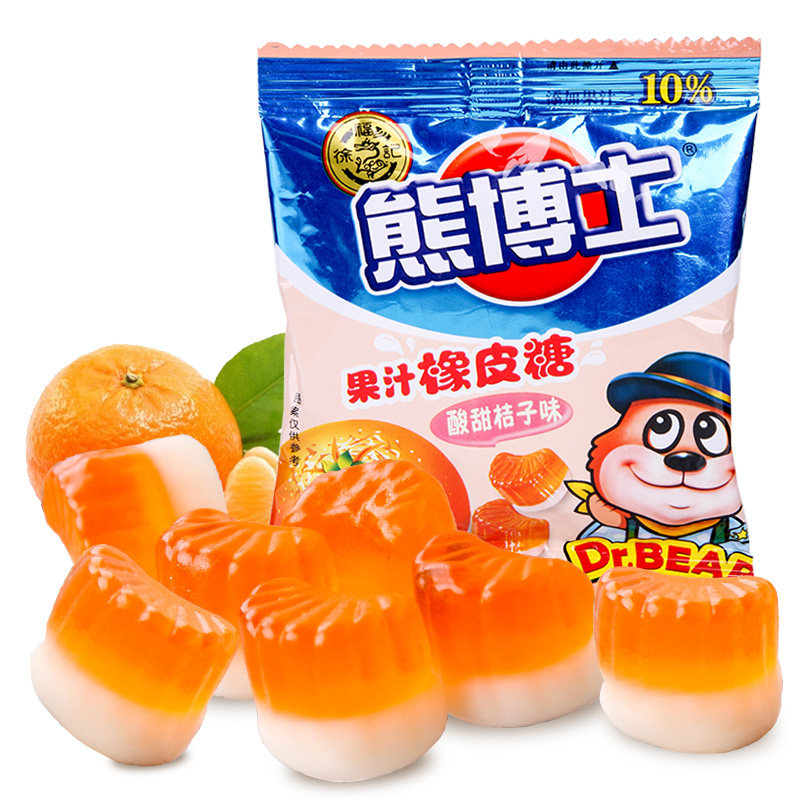 【天猫超市】徐福记熊博士橡皮糖酸甜桔子味22g 休闲零食口味独特
