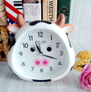 创意儿童卡通学生奶牛闹钟懒人床头定时小闹钟表桌面台式小闹钟