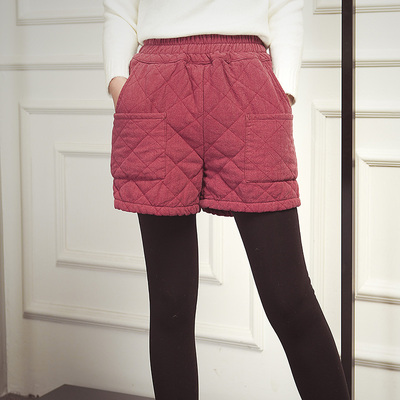 [新品尝鲜] afrs韩范加棉短裤女秋冬款甜美外穿2015森女百搭松紧腰