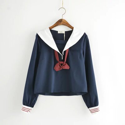 2015秋冬新款海军风可爱蝴蝶结长袖水手服小西装外套女