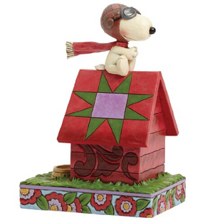美国代购 jim shore snoopy 飞行员 仿手工木头质感 树脂摆件