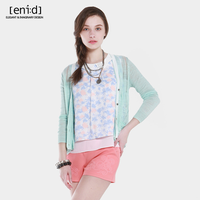 [限时特惠] enid专柜正品 15年新品优雅淑女时尚简约韩版拼接针织开衫