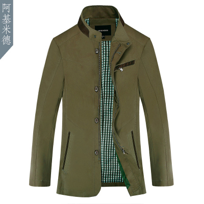 阿基米德男装 春秋 薄 夹克 修身立领 休闲夹克 中长款 立领夹克