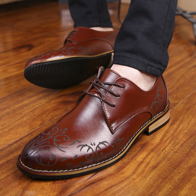 男士韩版休闲雕花商务时尚流行英伦理发型师欧美潮人尖头皮鞋子男