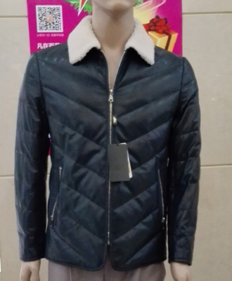 专柜正品京豹皮衣2014秋冬新款男式皮羽绒服p16166立领羽绒皮外套