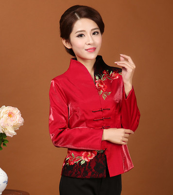 [特价一天] 高档唐装复古长袖上衣春秋装女装妈妈装中式改良唐装婚庆