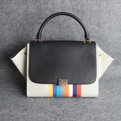 帆布牛皮拼接包